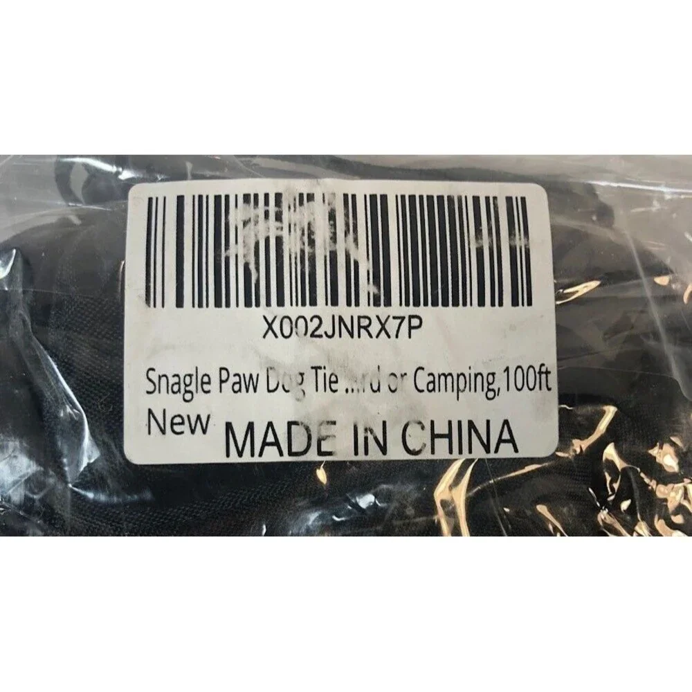 Snagle Paw Dog tie Yard or Camping -100 foot Tie-Down Cable w/hardware New inPk